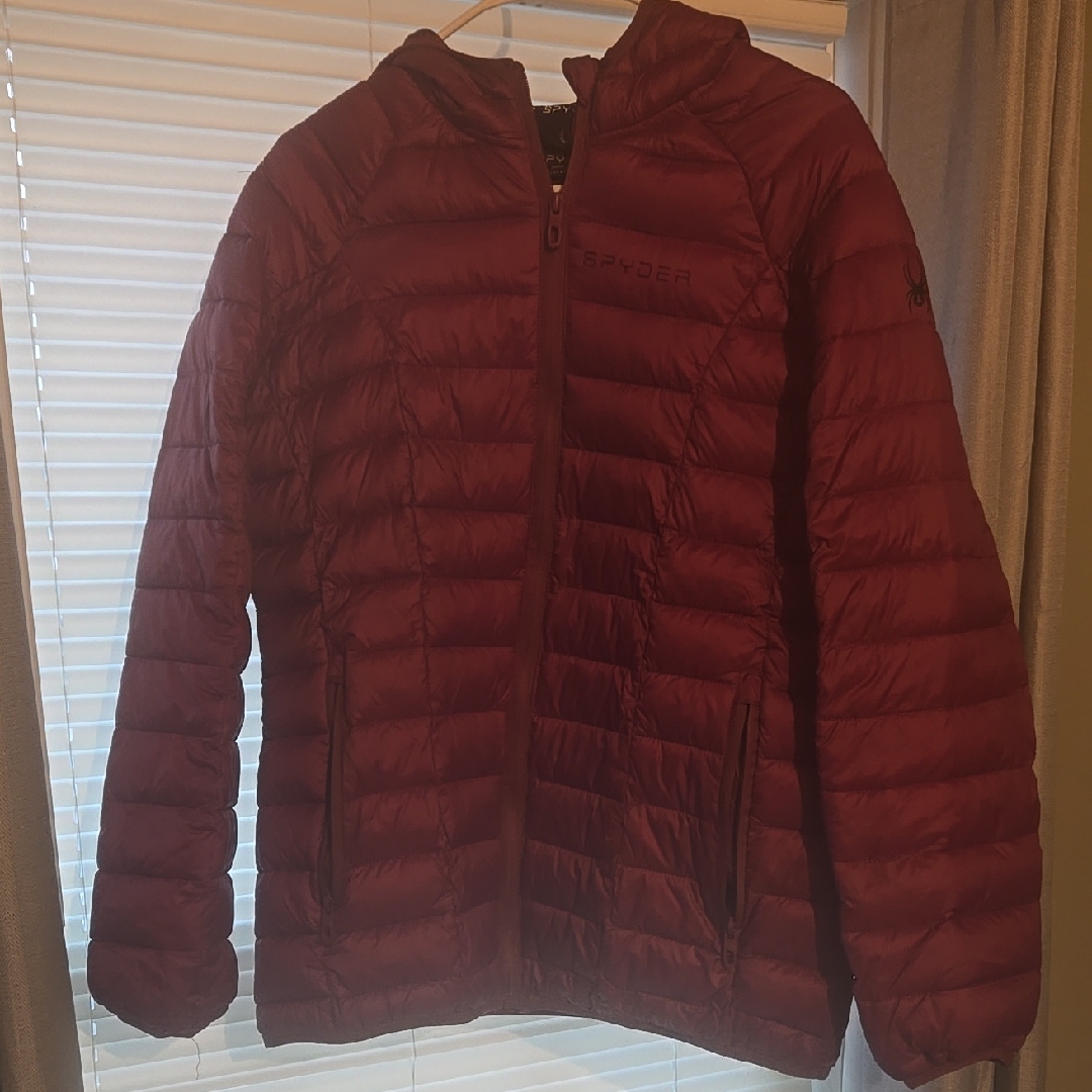 Spyder Quilted Hooded Jacket In Burgundy
